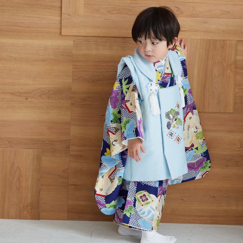 楽天市場】【レンタル】[七五三 着物 3歳]男の子「K143 水色鷹×青松竹
