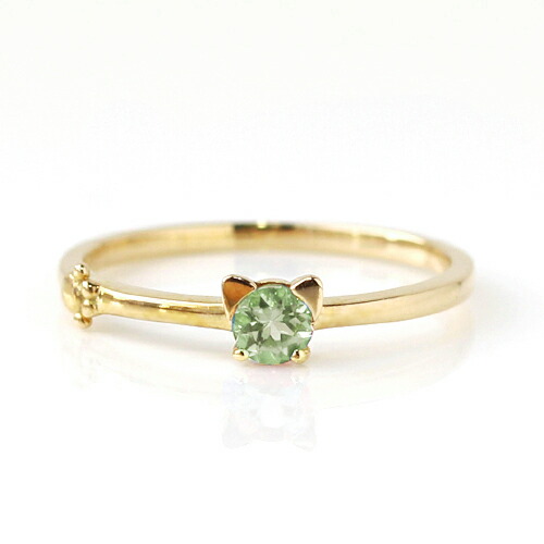 楽天市場】猫モチーフ カラーストーン K10カラーゴールド リング