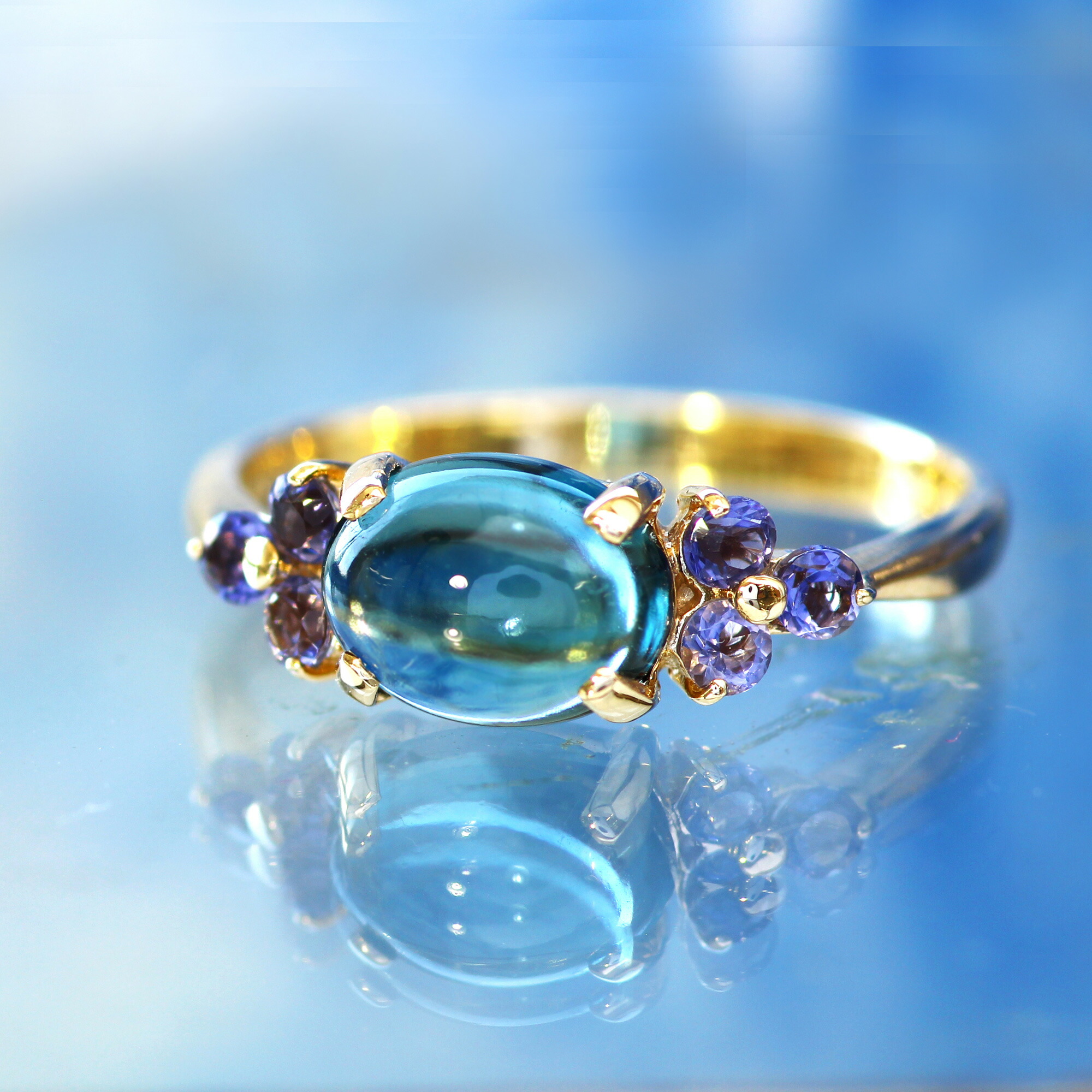 楽天市場】選べる脇石 ロンドンブルートパーズ K10 カラーゴールド