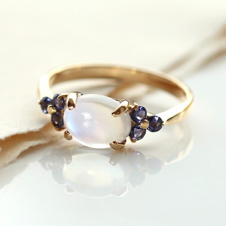 楽天市場】選べる脇石 ブルームーンストーン リング K10 カラー