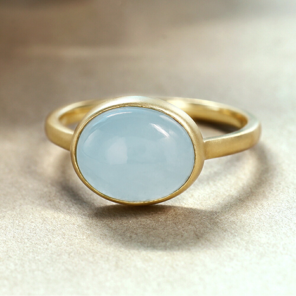 楽天市場】ミルキーアクアマリン K10 イエローゴールド 大粒リング