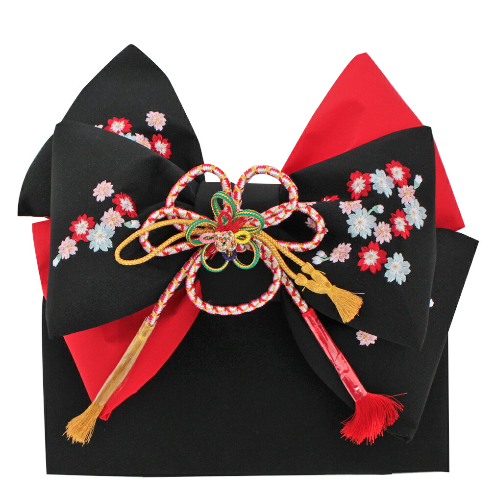 楽天市場】七五三 7歳 七歳 帯 作り帯 結び帯 日本製 大寸 黒 小桜
