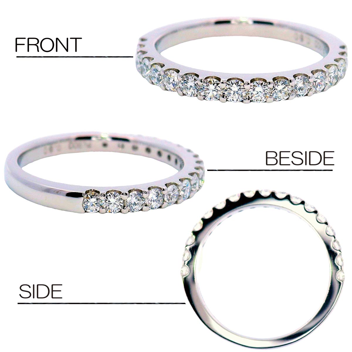 楽天市場】Pt900 ハーフエタニティリング ダイヤモンド 0.50ct