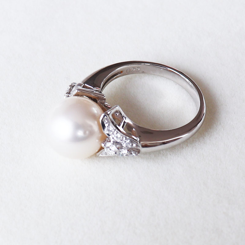 楽天市場】白蝶真珠 ダイヤ 指輪 リング 10.5号 ホワイト プラチナ