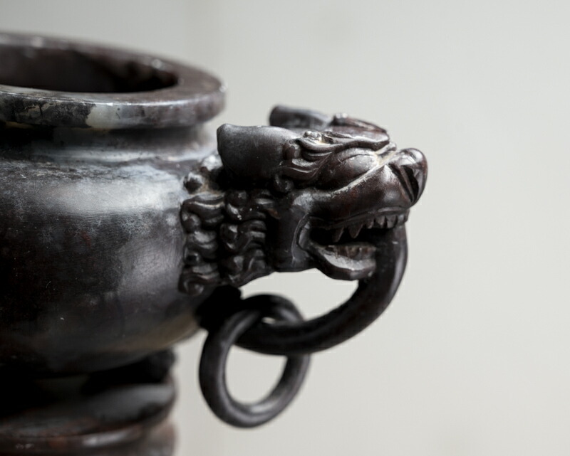 楽天市場】中国古玩 / 唐物○石香炉○球獅子 / 獣面耳付き (環付き