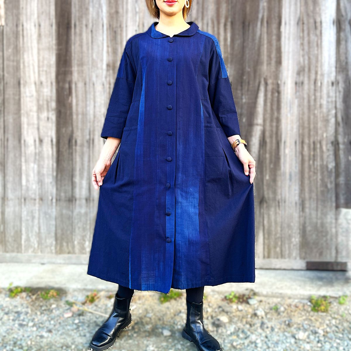 楽天市場】【久留米絣前開きワンピース】コート羽織物ミセス40代50