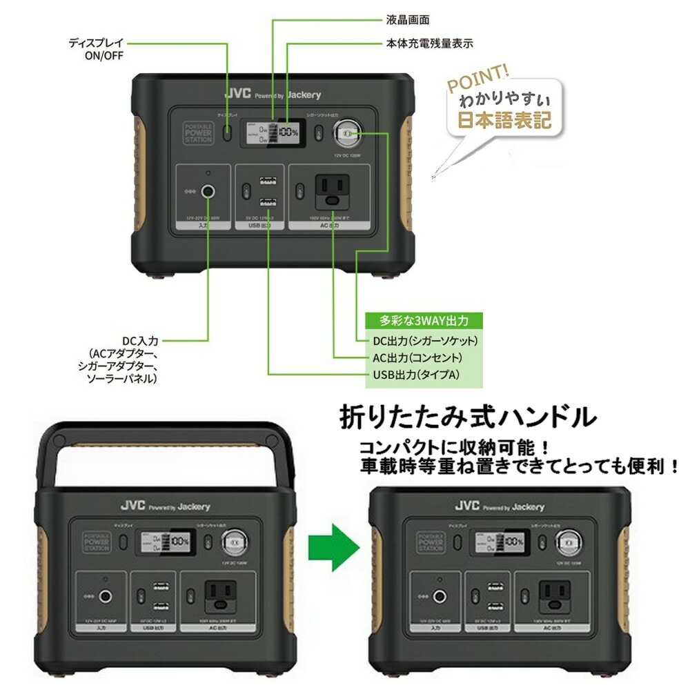 楽天市場】JVC ポータブル電源 ソーラーパネルセット BN-RB37-C BH