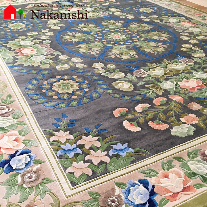 楽天市場】【中国段通 シルク 約6畳用 花に水を】絨毯(じゅうたん