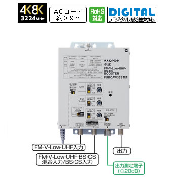 楽天市場】マスプロ【4K・8K対応】FM・UHF・BS・CSブースター 33dB型