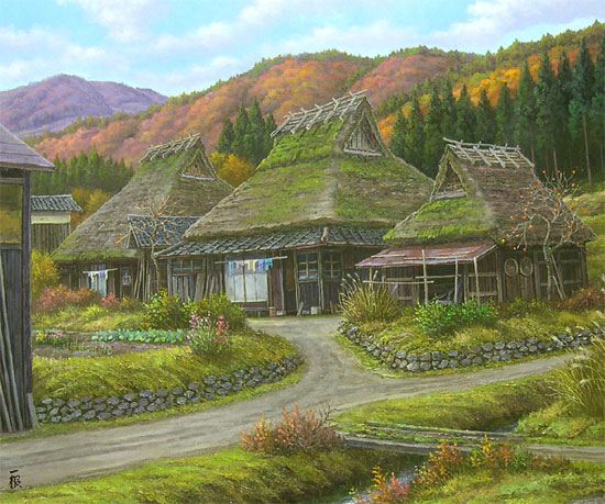 楽天市場】絵画 油絵 深秋の山里 京都 美山 F50号 （猿渡一根） 送料