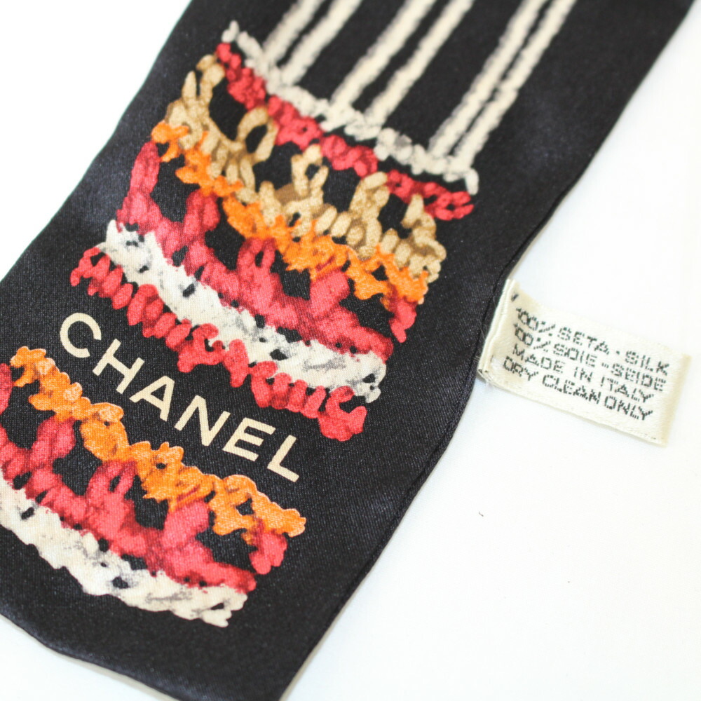 楽天市場】CHANEL シャネル リボンスカーフ ブラック系×マルチカラー