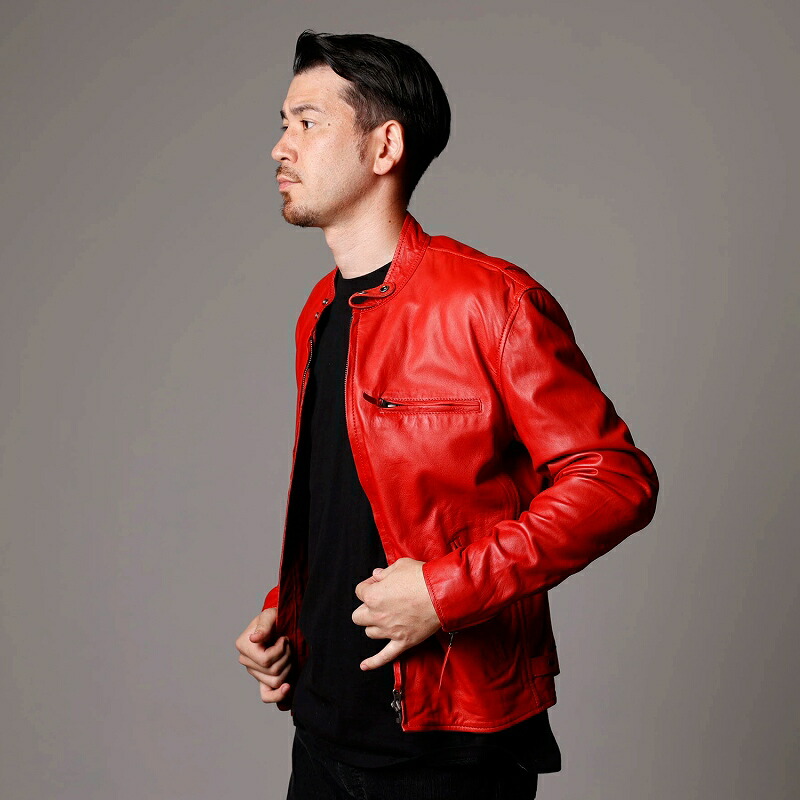 楽天市場】Mo-LAWS レザージャケット メンズ 本革 赤 レッド シングル