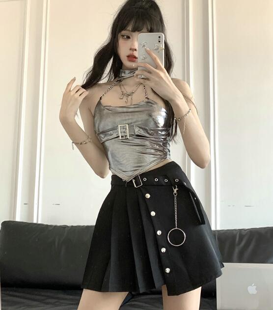 楽天市場】プリーツ スカート キュロット スカパン ベルト付き ハイ