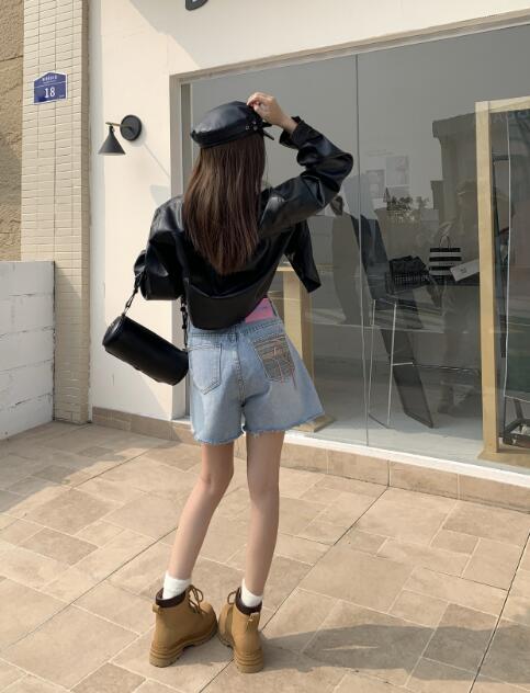 楽天市場】デニム ショートパンツ ハイウエスト 青 ブルー ダメージ