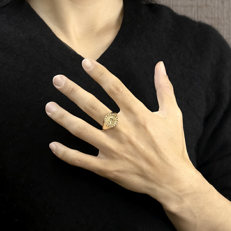 楽天市場】馬 18金 リング メンズ 印台 指輪 ダイヤモンド ゴールド