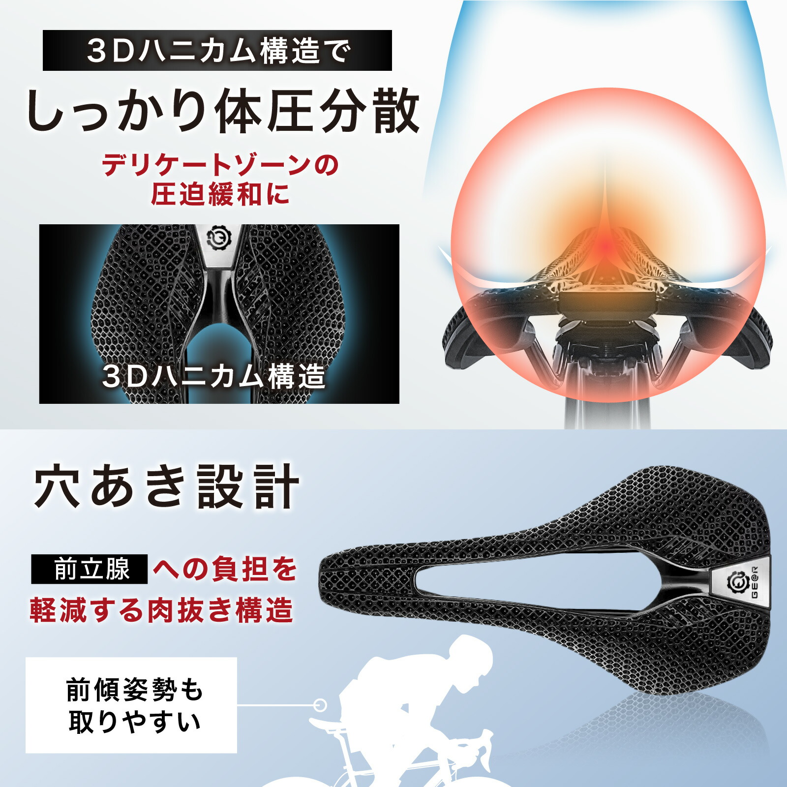 楽天市場】ギアトル 自転車サドル コンフォルト 快適性 3Dプリント