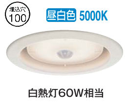 楽天市場】大光電機 人感センサー付ダウンライト DDL5577WW 昼白色