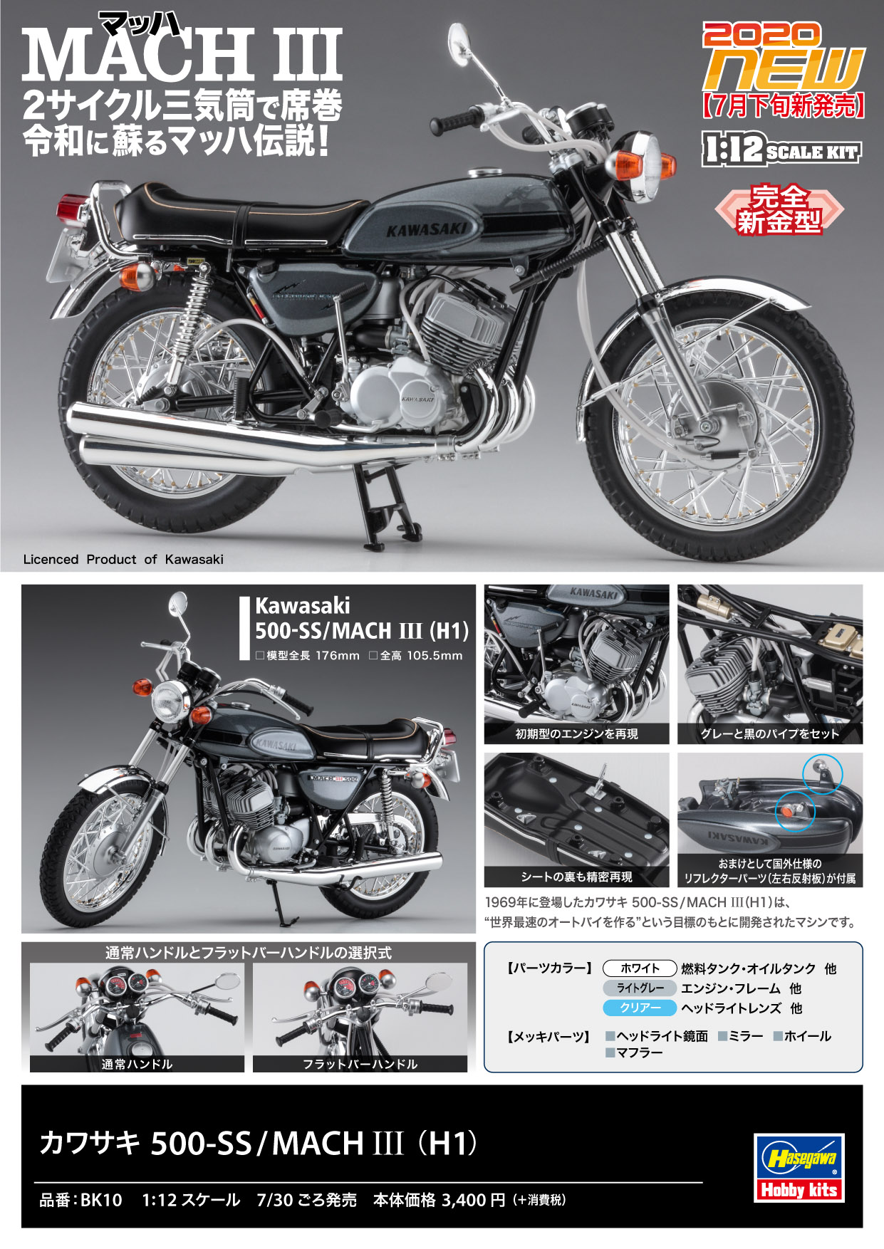 楽天市場】ハセガワ 1/12 カワサキ 500-SS/MACH III (H1)【BK10