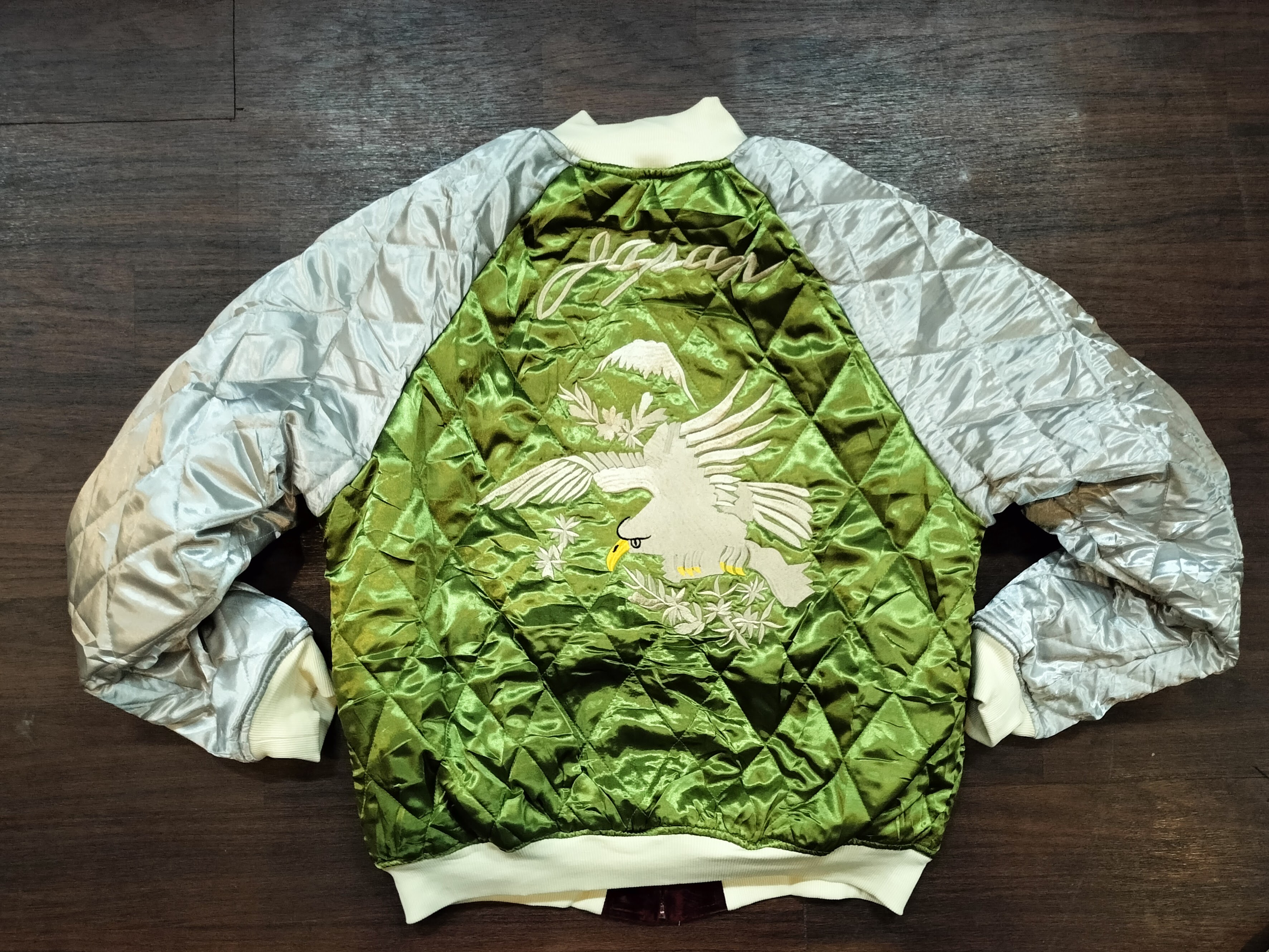 楽天市場】＃417 別珍 スカジャン ”白虎” ワインxオリーブ限定生産