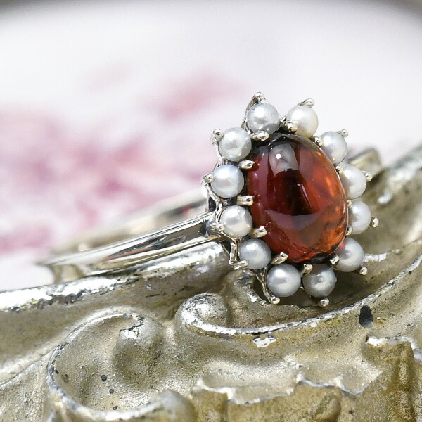 楽天市場】碌山 ガーネット シードパール リング 艶やかなワインレッド