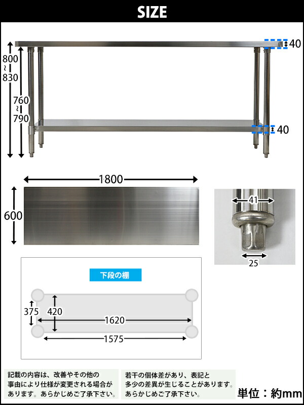 楽天市場】送料無料 オールステンレス作業台 2段 耐荷重約210kg 約幅