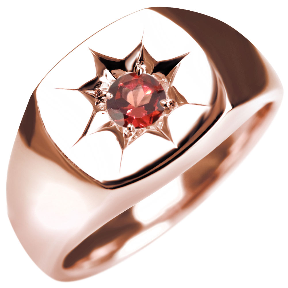楽天市場】ガーネット リング 18金 メンズ 1月誕生石 指輪 ゴールド