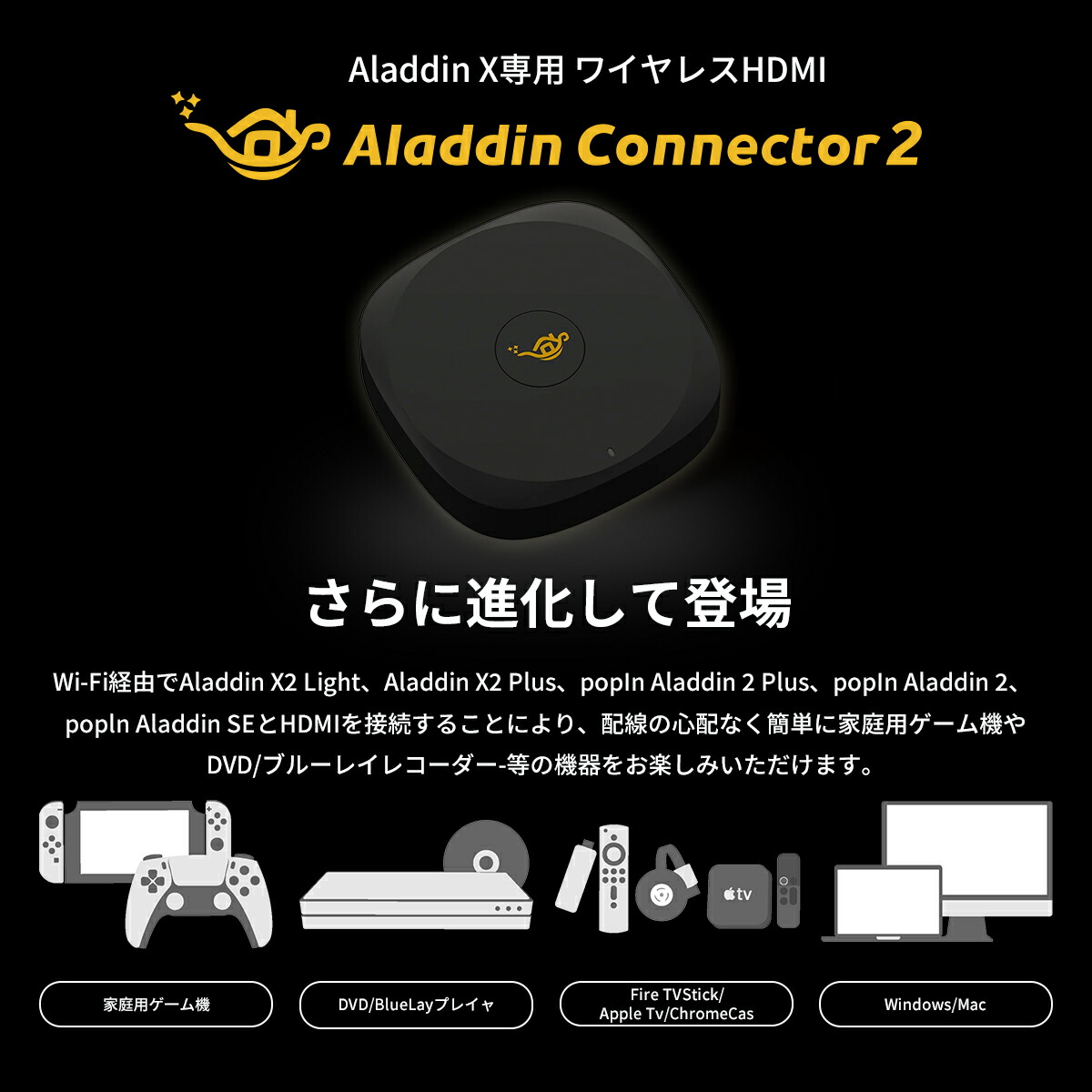 楽天市場】ワイヤレスHDMI Aladdin Connector2 単品 あす楽対応 大画面