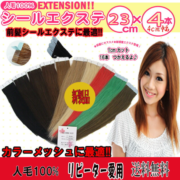 楽天市場】人毛100%シールエクステ約23cm(少し長くしました) 4本セット