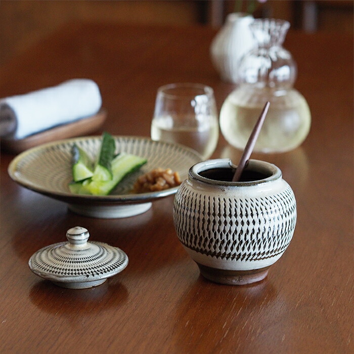 楽天市場】小鹿田焼 小袋窯 1合薬味壺 飛びかんなA / おんたやき おん