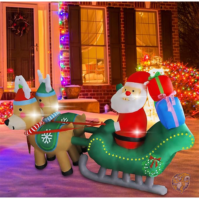 楽天市場】クリスマス インフレータブル サンタクロース 2m 2頭の