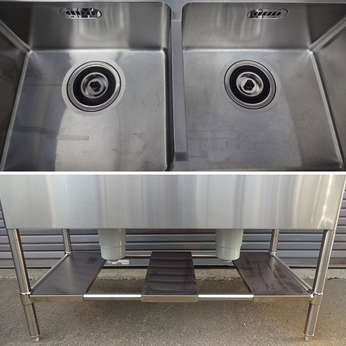 楽天市場】2槽シンク 幅1200×奥行600×高さ800mm(別途 左・後側バック