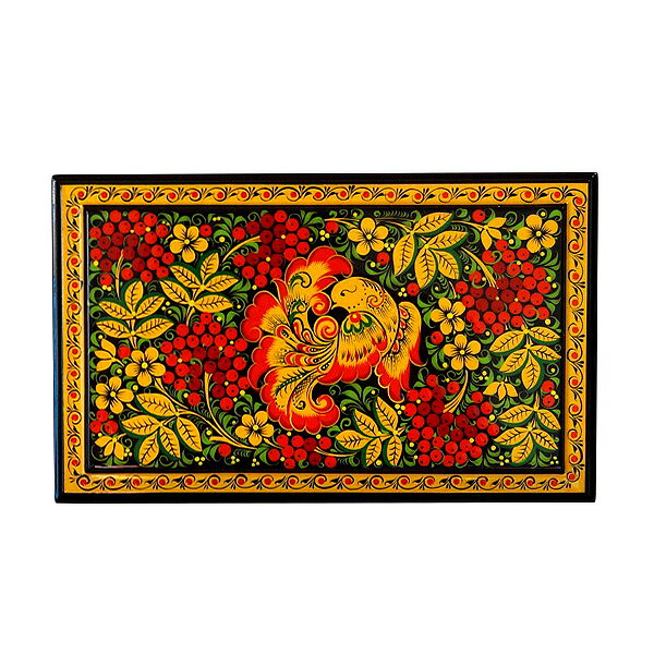 楽天市場】ロシアの民芸品 ホフロマ塗「豪華絢爛・小箱（大）」鳥と苺