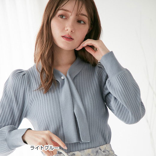 楽天市場】カシミヤタッチボウタイリブニット レディース 秋 トップス