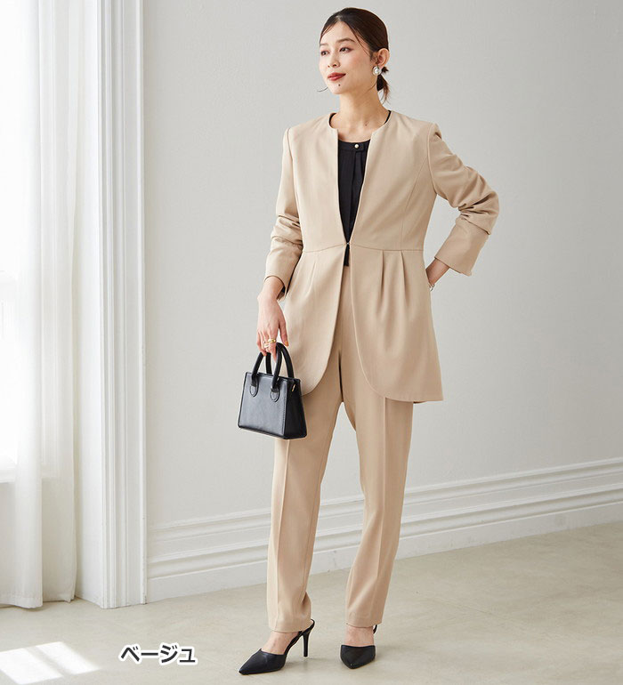 楽天市場】【2点セット】ラウンドヘムジャケットセットアップ