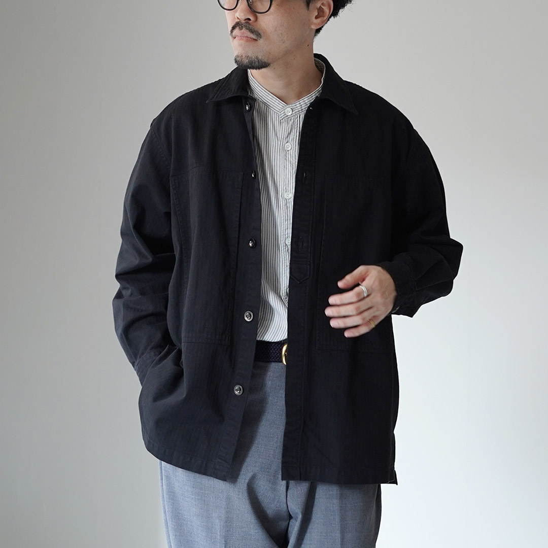 楽天市場】FUJITO（フジト） ヘリンボーンツイル アーミーシャツ