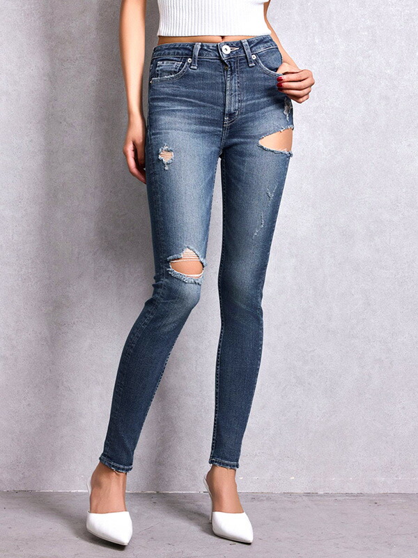 楽天市場】GYDA ジェイダ デニム パンツ ミドルウエストSIDE RIPPED