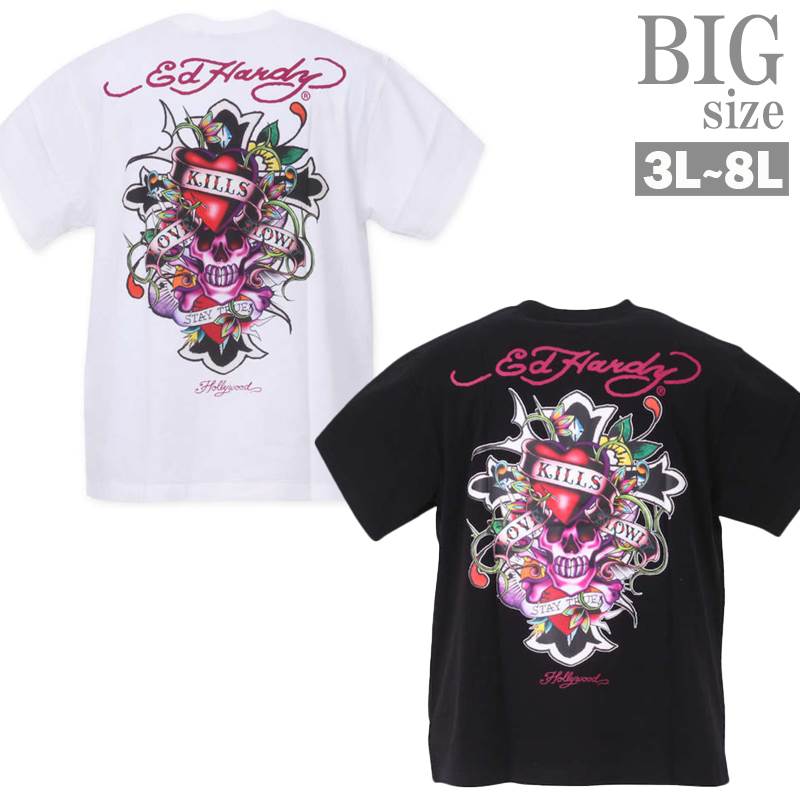 楽天市場】プリントTシャツ 大きいサイズ メンズ 半袖 ED HARDY ドクロ