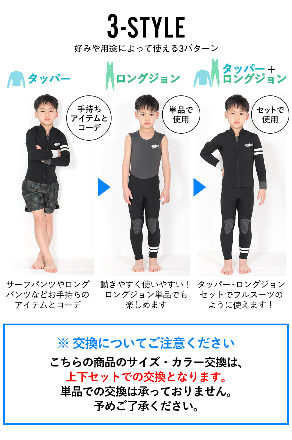 楽天市場】キッズ ロングジョン＆タッパーセット ALL3mm ウェット
