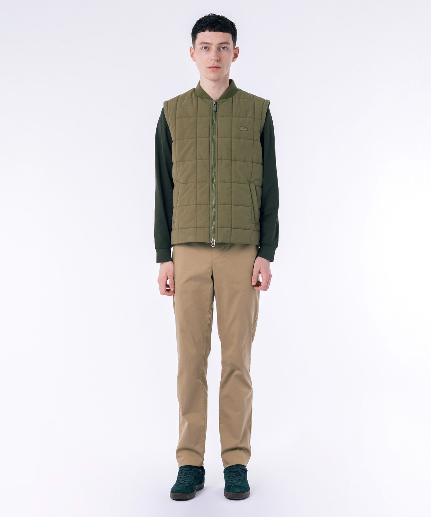 LACOSTE｜撥水 防風 2WAY 袖 着脱可 キルティング ナイロンダウン