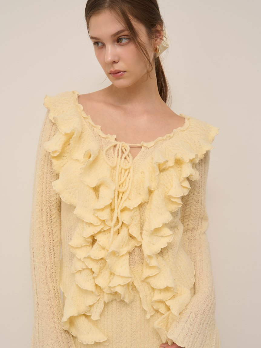 SNIDEL｜ラッフルデザインニットプルオーバー | Rakuten Fashion(楽天