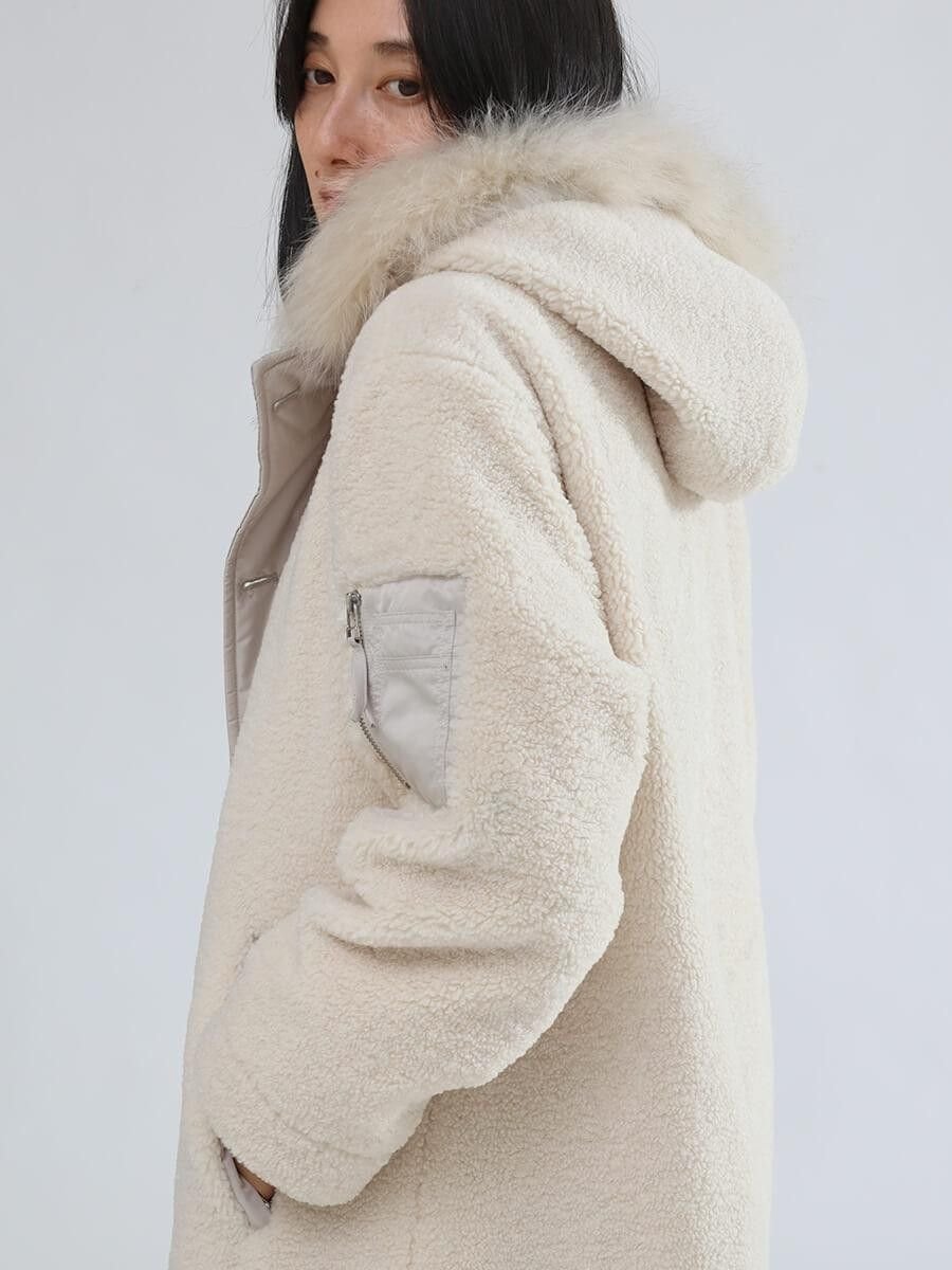 LASUD｜ファーフーデッドボアコート | Rakuten Fashion(楽天