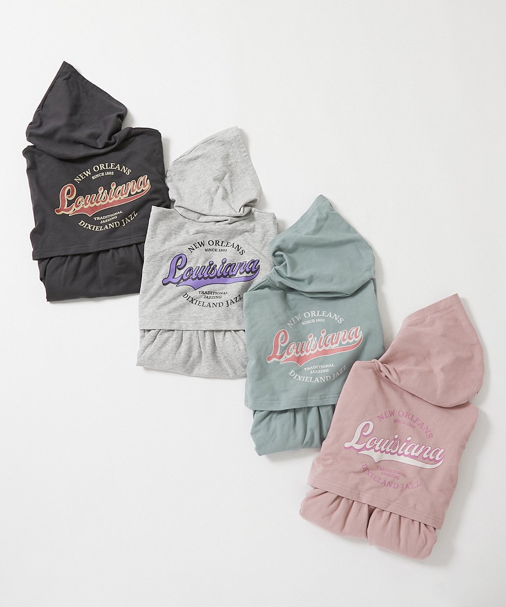 devirock｜綿100% ミニ裏毛 バックデザイン パーカーワンピース 長袖