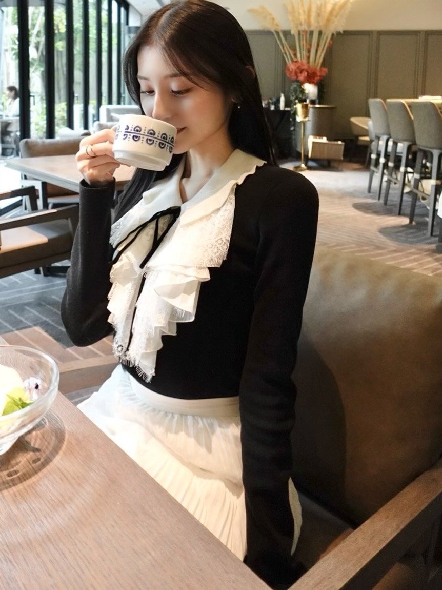 SNIDEL｜Sustainableレイヤードラッフルニットプルオーバー | Rakuten