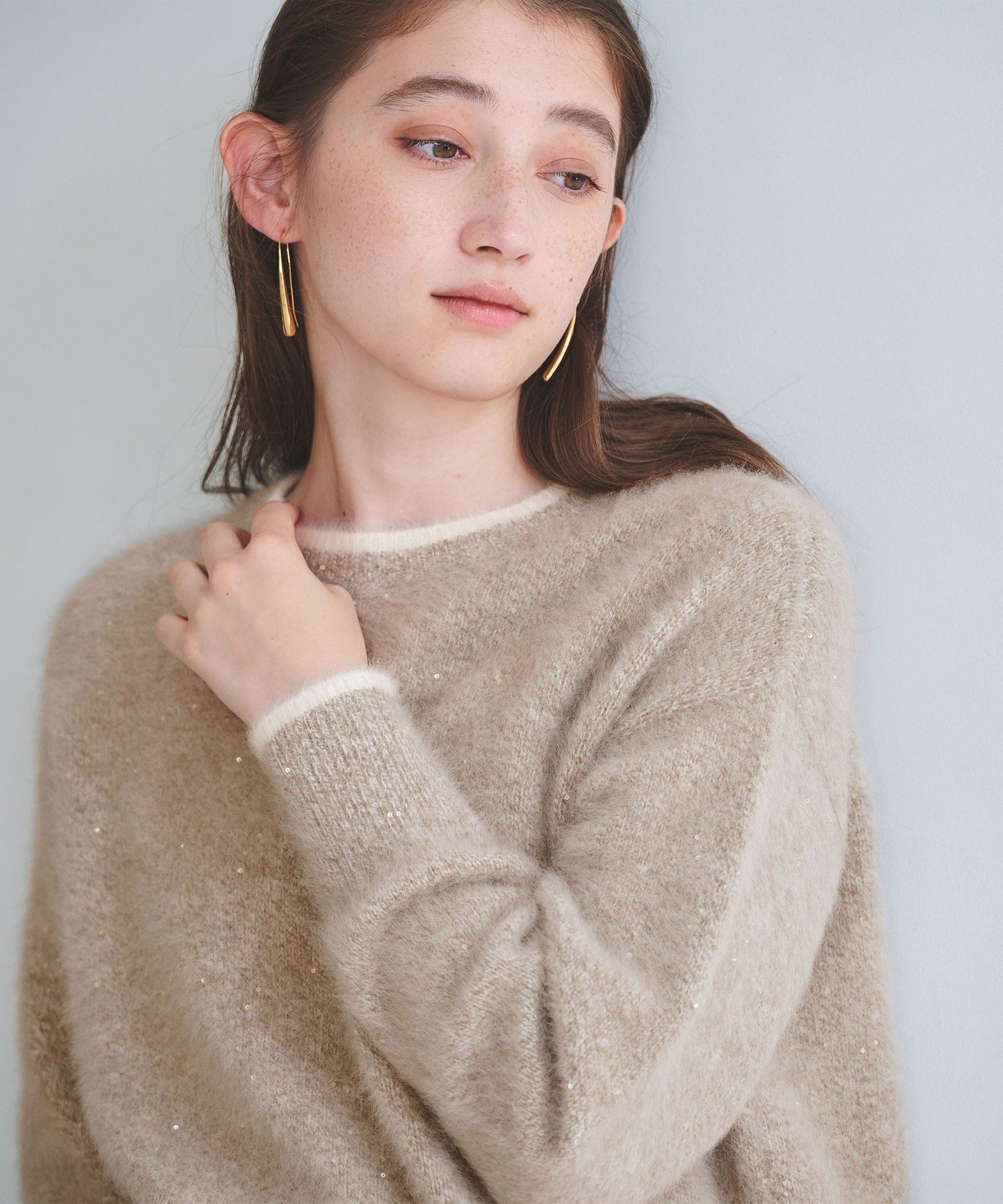 UNITED ARROWS｜フォックスカシミヤ スパンコール クルーネックニット