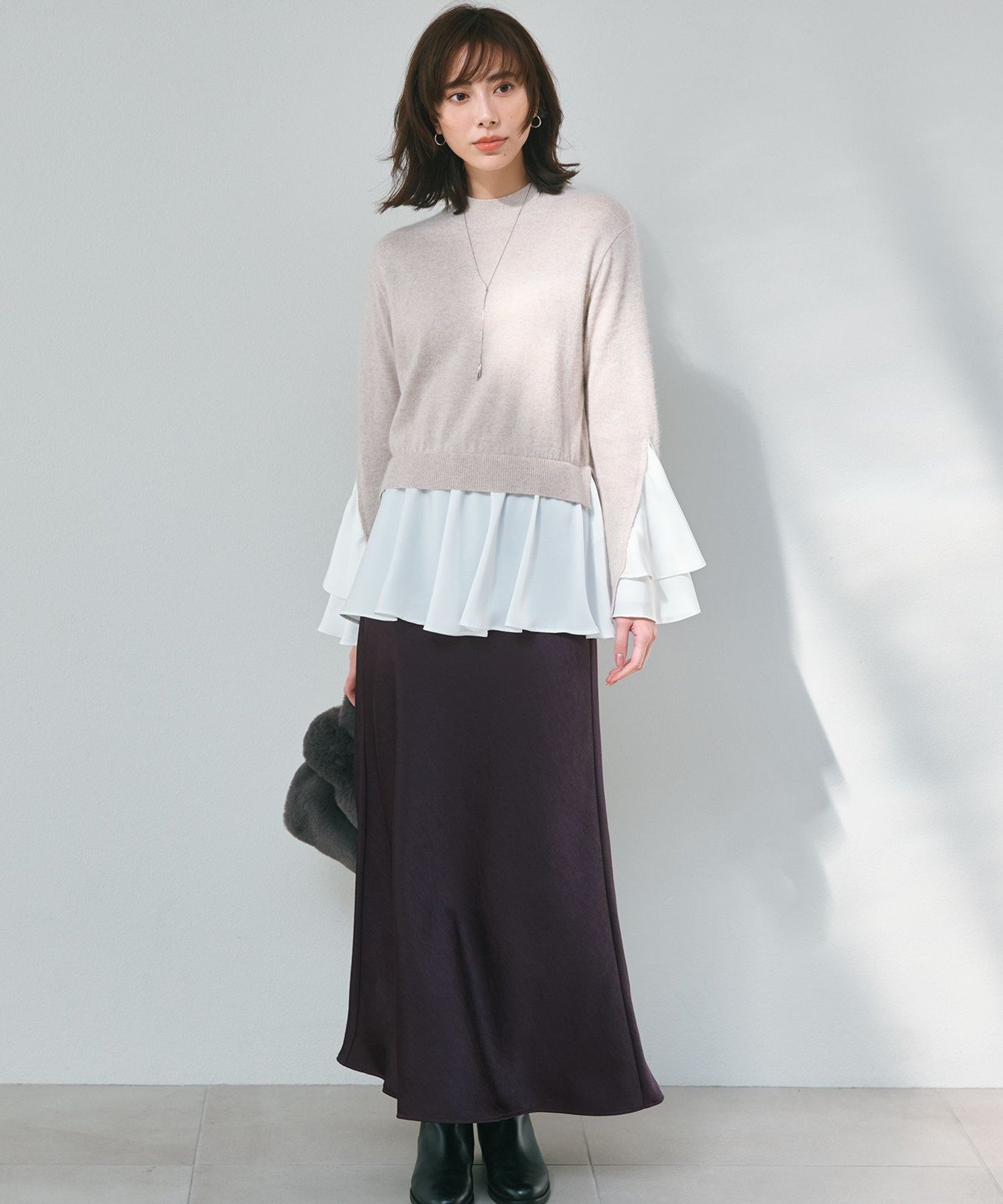 23区｜【23区×Oggiコラボ】フレアサテンコンビ ラメニット | Rakuten