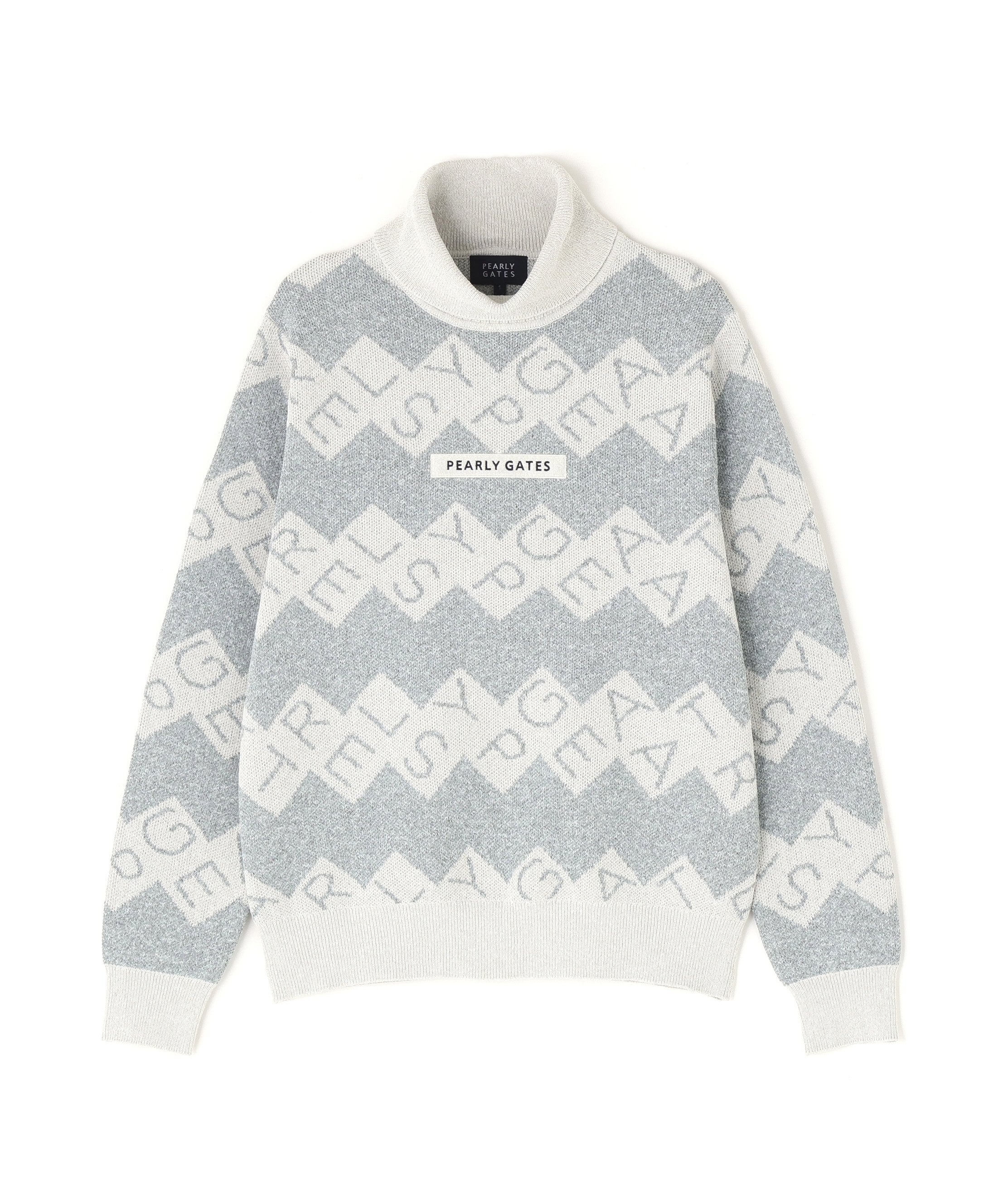 PEARLY GATES｜ダブルJQロゴギザボーダー柄タートルネックニットプル
