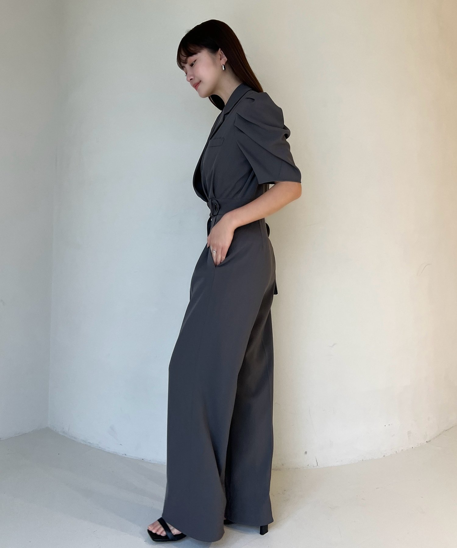 anuans｜タックスリーブテーラードオールインワン | Rakuten Fashion