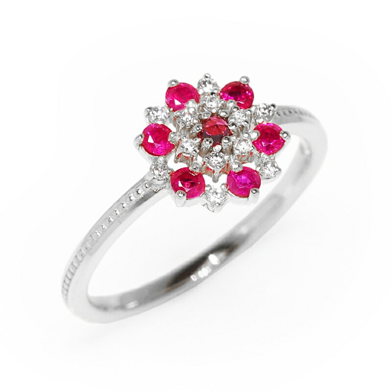楽天市場】ルビー ダイヤモンド0.07ct リング 指輪 Strawberry Cake
