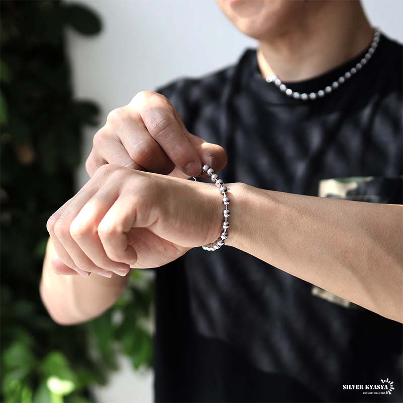 楽天市場】ラージボールブレスレット シルバー ボールチェーン