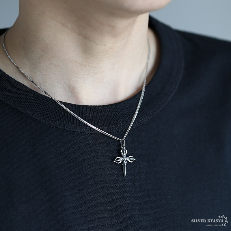 楽天市場】シルバー925 十字五鈷杵ネックレス 密教法具 シルバー 細身